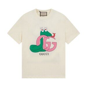 Gucci snake-patterned round-neck short-sleeved T-shirt in